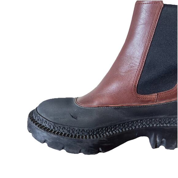 Coach Jayla Boots Brown Black Leather Lug Sole Platform Ankle Booties Women 7.5 - Picture 8 of 8